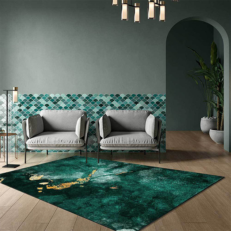 Modern Living Room Rug in Green Abstract Marble Pattern Rug Polyester Washable Area Rug Green Clearhalo 'Area Rug' 'Rug' 1516463