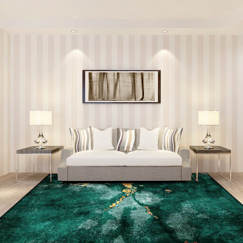 Modern Living Room Rug in Green Abstract Marble Pattern Rug Polyester Washable Area Rug Clearhalo 'Area Rug' 'Rug' 1516464