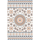 Retro Floral Circle Diamond Rug in White Bohemian Carpet Polyester Anti-Slip Carpet for Bedroom Clearhalo 'Area Rug' 'Bohemian' 'Rugs' Rug' 1516489
