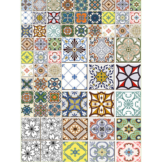 Mediterranean Geometry Floral Print Rug Multicolor Moroccan Rug Polyester Non-Slip Backing Area Rug for Bedroom Clearhalo 'Area Rug' 'Moroccan' 'Rugs' Rug' 1516545