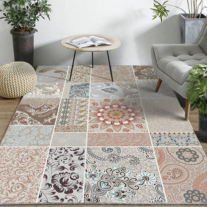 Persian Moroccan Rug Multi-color Floral Leaf Motif Pattern Area Rug Polyester Non-Slip Carpet for Living Room Light Orange Clearhalo 'Area Rug' 'Moroccan' 'Rugs' Rug' 1516600