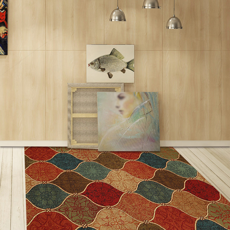 Oriental Moroccan Rug Colorful Tribal Motif Print Area Rug Polyester Machine Washable Non-Slip Carpet for Living Room Clearhalo 'Area Rug' 'Moroccan' 'Rugs' Rug' 1516622