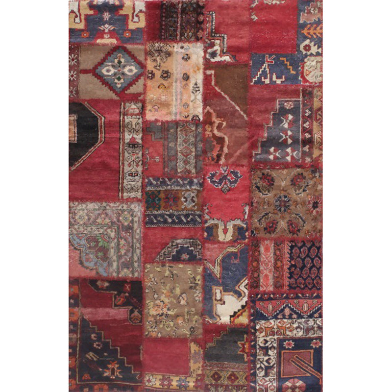 Red Bedroom Rug Moroccan Rectangle Flower Stripe Print Rug Polyester Anti-Slip Carpet Clearhalo 'Area Rug' 'Moroccan' 'Rugs' Rug' 1516632