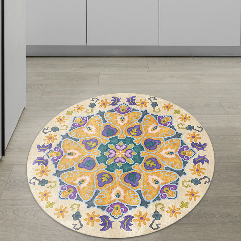 Tribal Medallion Rug Yellow Synthetics Rug Non-Slip Backing Carpet for Living Room Yellow Clearhalo 'Area Rug' 'Rugs' 'Southwestern' Rug' 1516645