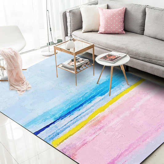 Scandinavian Modern Rug in Blue and Pink Abstract Painting Print Area Rug Polyester Washable Carpet for Home Decoration Pink Clearhalo 'Area Rug' 'Modern' 'Rugs' Rug' 1516699
