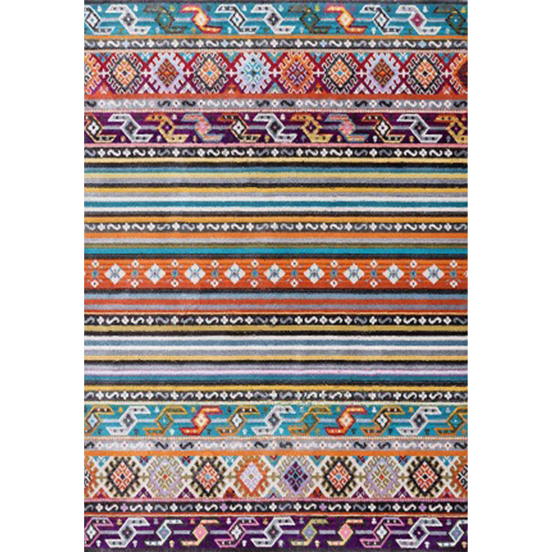 Funky Stripe Diamond Rug Colorful Bohemian Rug Polyester Non-Slip Backing Rug for Bedroom Clearhalo 'Area Rug' 'Bohemian' 'Rugs' Rug' 1516735