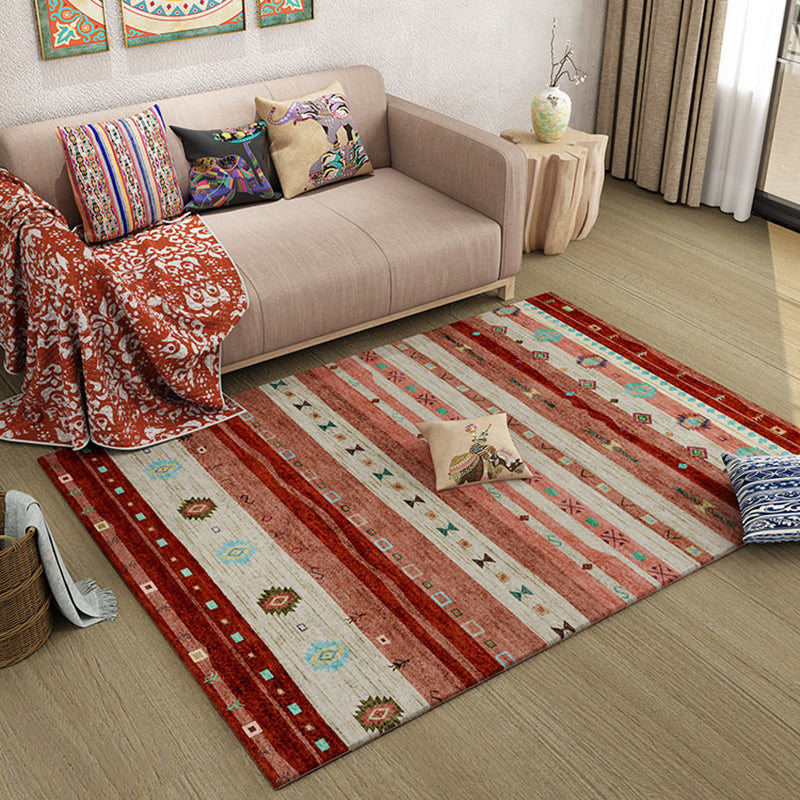 Funky Stripe Rectangle Diamond Rug in Red Bohemian Rug Polyester Non-Slip Backing Rug for Bedroom Clearhalo 'Area Rug' 'Bohemian' 'Rugs' Rug' 1516741