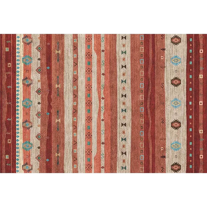 Funky Stripe Rectangle Diamond Rug in Red Bohemian Rug Polyester Non-Slip Backing Rug for Bedroom Clearhalo 'Area Rug' 'Bohemian' 'Rugs' Rug' 1516742
