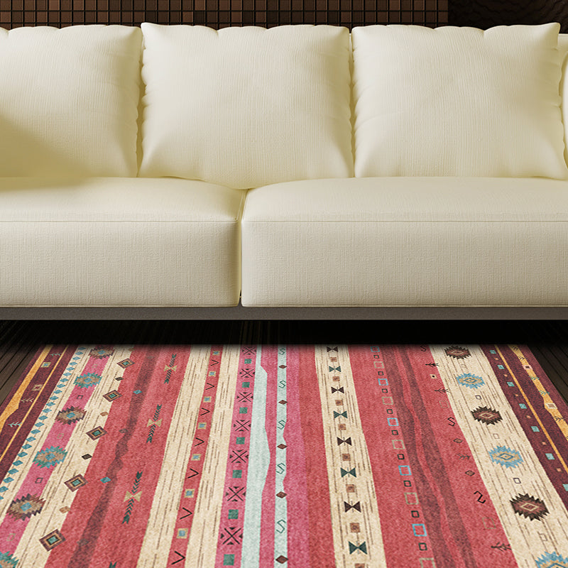 Funky Stripe Rectangle Diamond Rug in Red Bohemian Rug Polyester Non-Slip Backing Rug for Bedroom Brown Clearhalo 'Area Rug' 'Bohemian' 'Rugs' Rug' 1516747