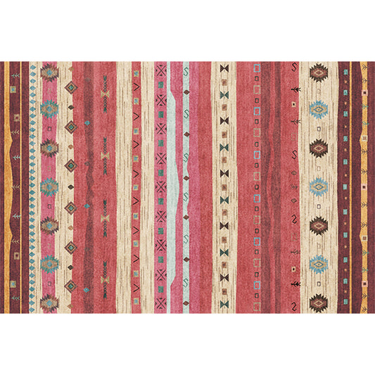 Funky Stripe Rectangle Diamond Rug in Red Bohemian Rug Polyester Non-Slip Backing Rug for Bedroom Clearhalo 'Area Rug' 'Bohemian' 'Rugs' Rug' 1516749