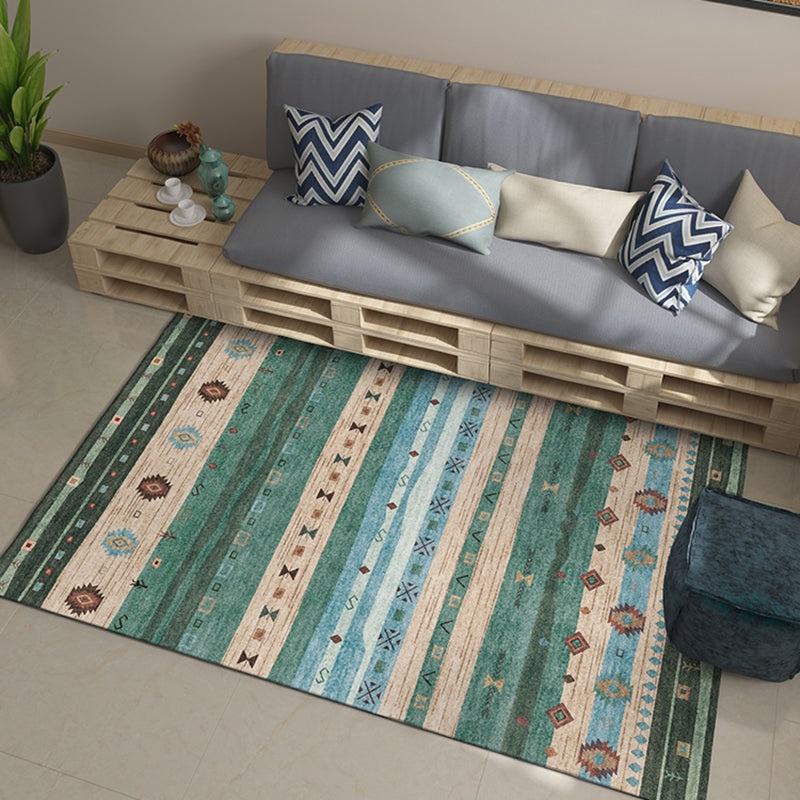 Funky Stripe Rectangle Diamond Rug in Red Bohemian Rug Polyester Non-Slip Backing Rug for Bedroom Green Clearhalo 'Area Rug' 'Bohemian' 'Rugs' Rug' 1516754