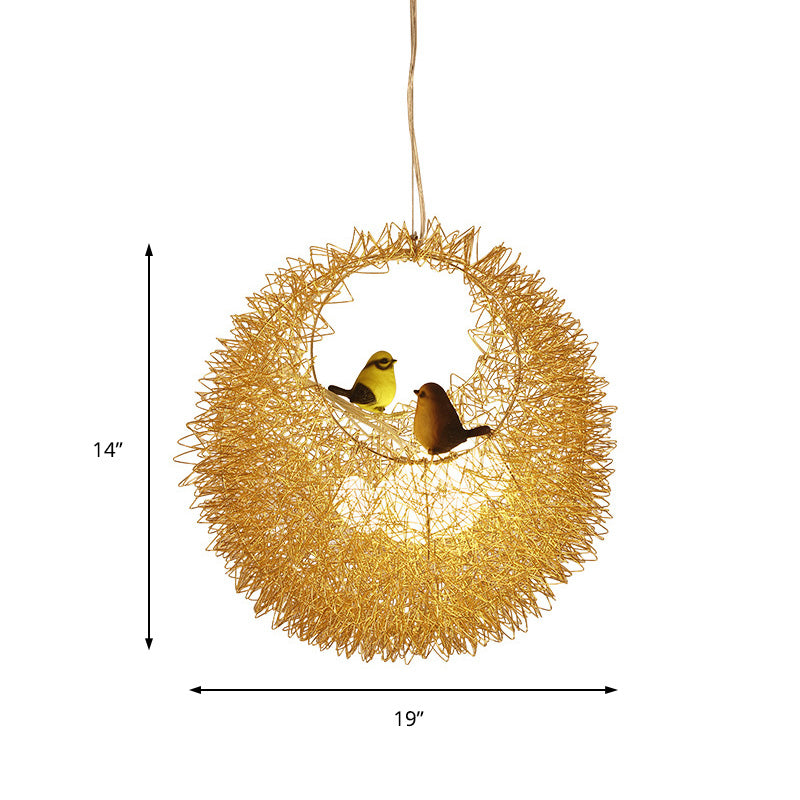 Art Deco Nest Metal Chandelier Lighting 2 Lights Ceiling Hung Fixture in Gold for Dining Room Clearhalo 'Ceiling Lights' 'Chandeliers' 'Glass shade' 'Glass' 'Modern Chandeliers' 'Modern' Lighting' 151677