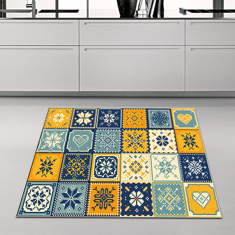 Moroccan Living Room Rug in Yellow and Blue Geometric Snowflake Dots Print Carpet Polyester Anti-Slip Area Rug Clearhalo 'Area Rug' 'Moroccan' 'Rugs' Rug' 1516784