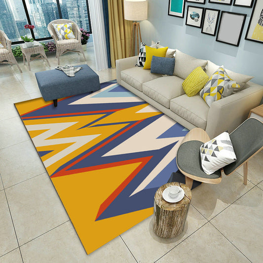 Yellow and Blue Contemporary Rug Polyester Colorblock Geometric Rug Washable Rectangle Rug for Living Room Clearhalo 'Area Rug' 'Modern' 'Rugs' Rug' 1516803