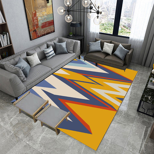 Yellow and Blue Contemporary Rug Polyester Colorblock Geometric Rug Washable Rectangle Rug for Living Room Clearhalo 'Area Rug' 'Modern' 'Rugs' Rug' 1516804