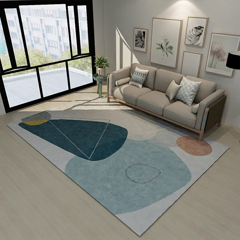 Novelty Home Decoration Rug in Grey and Ivory Color Block Print Area Rug Polyester Washable Carpet Blue Clearhalo 'Area Rug' 'Rug' 1516809