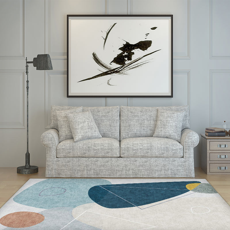 Novelty Home Decoration Rug in Grey and Ivory Color Block Print Area Rug Polyester Washable Carpet Clearhalo 'Area Rug' 'Rug' 1516810