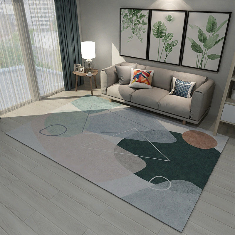 Novelty Home Decoration Rug in Grey and Ivory Color Block Print Area Rug Polyester Washable Carpet Green Clearhalo 'Area Rug' 'Rug' 1516829