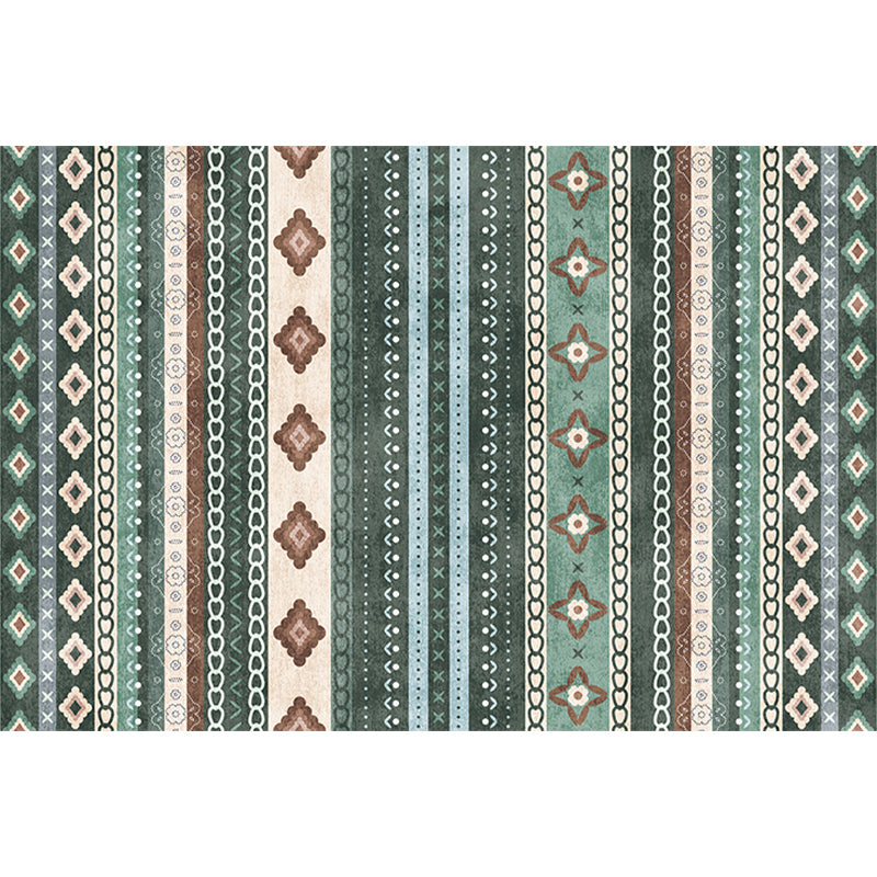Vintage Floral Diamond Rug in Green Bohemian Rug Polyester Washable Carpet for Living Room Clearhalo 'Area Rug' 'Bohemian' 'Rugs' Rug' 1516861