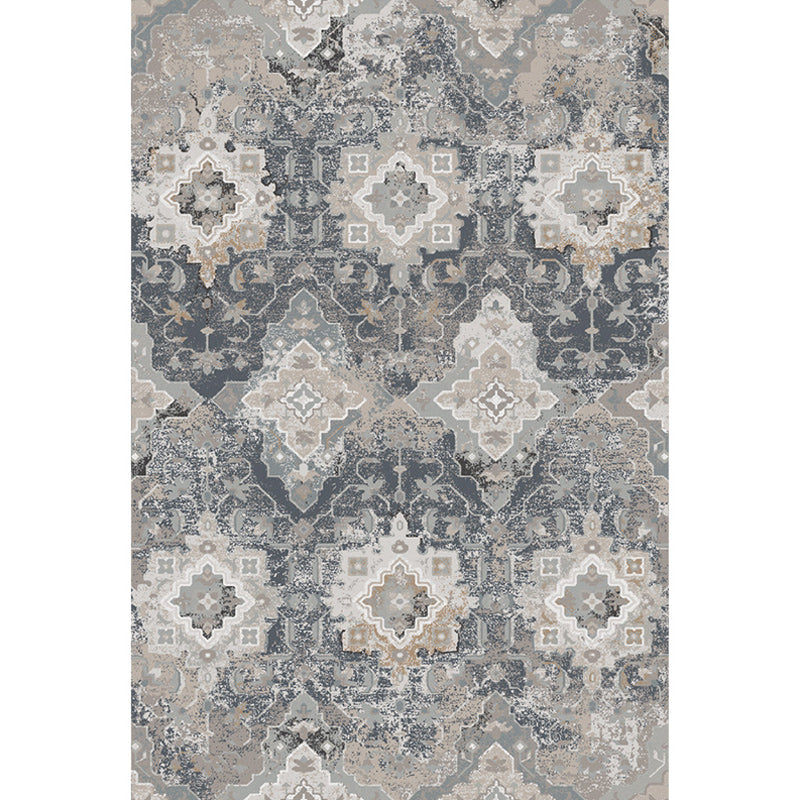 Grey Bedroom Rug Moroccan Motif Flower Pattern Rug Polyester Machine Washable Carpet Clearhalo 'Area Rug' 'Moroccan' 'Rugs' Rug' 1516881
