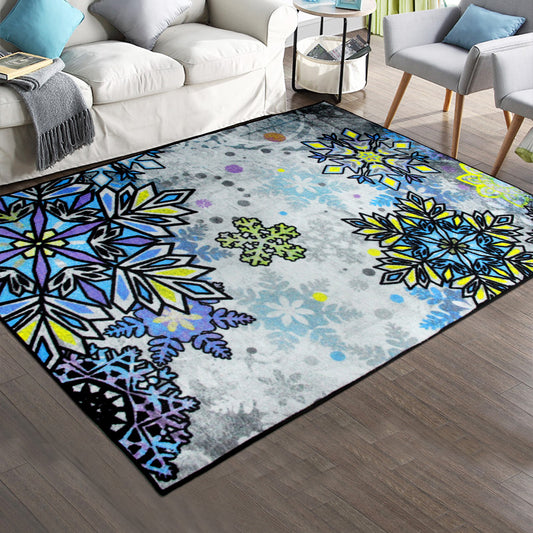 Retro Snowflake Dots Rug in White Bohemian Carpet Polyester Anti-Slip Carpet for Bedroom Blue Clearhalo 'Area Rug' 'Bohemian' 'Rugs' Rug' 1516962