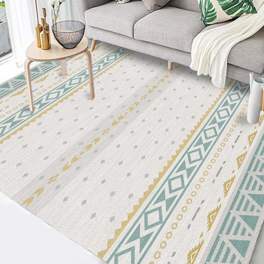 Funky Diamond Triangle Stripe Rug in Blue Bohemian Rug Polyester Non-Slip Backing Rug for Cloakroom Green Clearhalo 'Area Rug' 'Bohemian' 'Rugs' Rug' 1516975