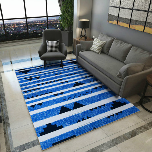 Funky Stripe Triangle Wave Rug in Blue Bohemian Carpet Polyester Anti-Slip Carpet for Living Room Blue Clearhalo 'Area Rug' 'Bohemian' 'Rugs' Rug' 1516983