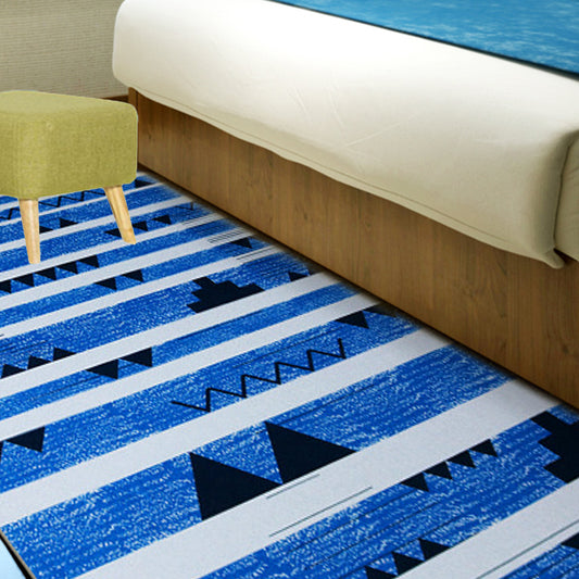 Funky Stripe Triangle Wave Rug in Blue Bohemian Carpet Polyester Anti-Slip Carpet for Living Room Clearhalo 'Area Rug' 'Bohemian' 'Rugs' Rug' 1516985