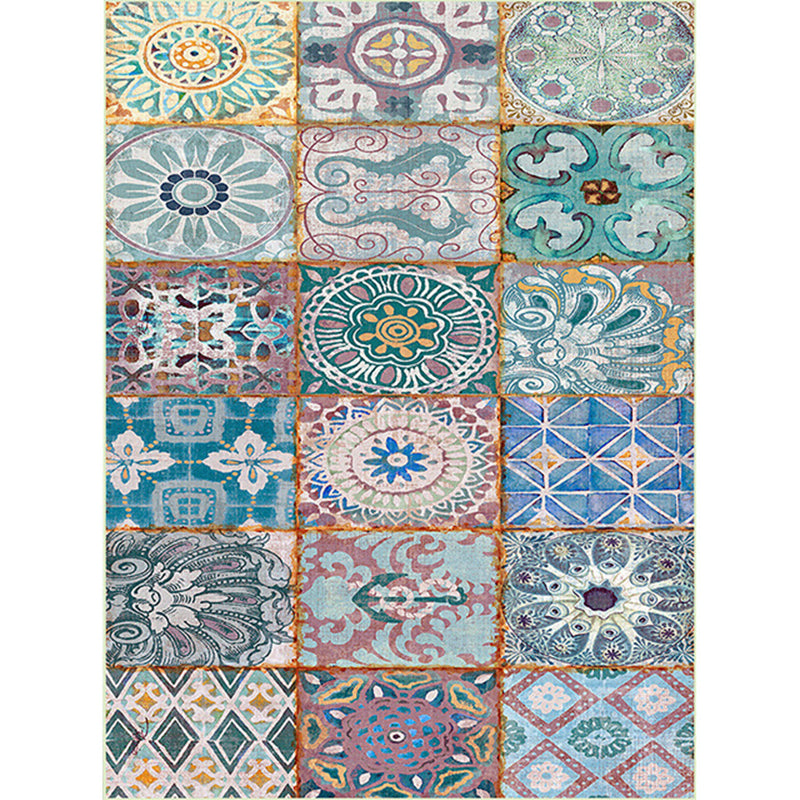 Oriental Floral Diamond Print Rug Colorful Moroccan Rug Polyester Non-Slip Backing Area Rug for Bedroom Clearhalo 'Area Rug' 'Moroccan' 'Rugs' Rug' 1516999
