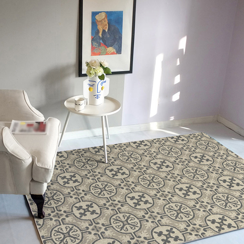 Moroccan Circle Motif Pattern Rug in Brown Polyester Carpet Anti-Slip Area Rug for Home Decoration Grey Clearhalo 'Area Rug' 'Moroccan' 'Rugs' Rug' 1517011