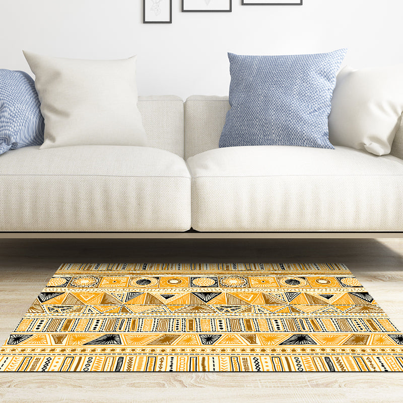 Eclectic Circle Triangle Dotted-line Rug in Yellow Bohemian Rug Polyester Anti-Slip Washable Rug for Living Room Yellow Clearhalo 'Area Rug' 'Bohemian' 'Rugs' Rug' 1517031