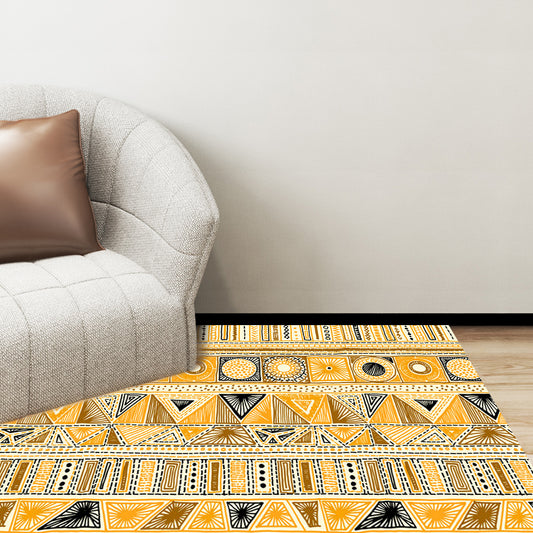 Eclectic Circle Triangle Dotted-line Rug in Yellow Bohemian Rug Polyester Anti-Slip Washable Rug for Living Room Clearhalo 'Area Rug' 'Bohemian' 'Rugs' Rug' 1517032
