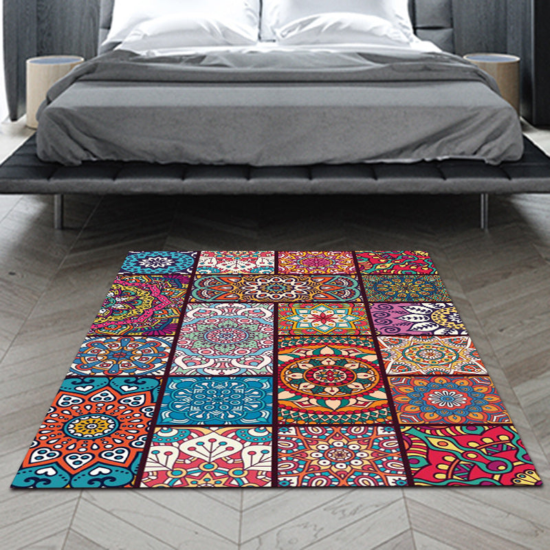 Moroccan Floral Dots Pattern Rug Colorful Polyester Carpet Anti-Slip Machine Washable Area Rug for Home Decoration Clearhalo 'Area Rug' 'Moroccan' 'Rugs' Rug' 1517046
