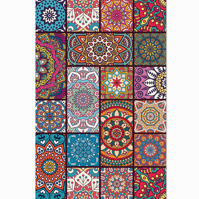 Moroccan Floral Dots Pattern Rug Colorful Polyester Carpet Anti-Slip Machine Washable Area Rug for Home Decoration Clearhalo 'Area Rug' 'Moroccan' 'Rugs' Rug' 1517047