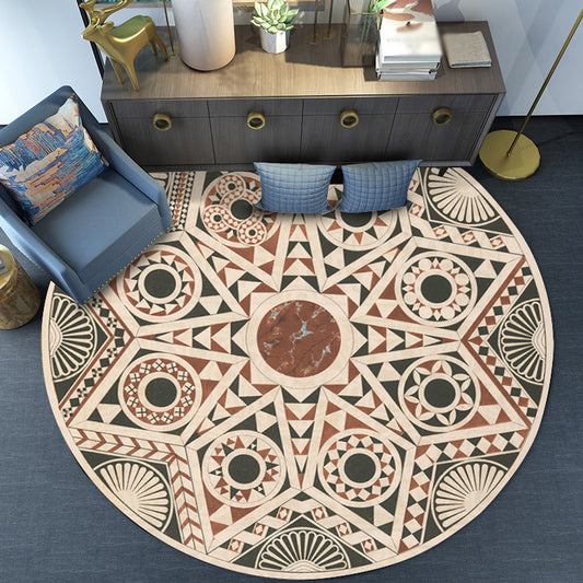 Vintage Southwestern Geometric Rug Beige Tribal Rug Polyester Non-Slip Backing Carpet for Living Room Beige Clearhalo 'Area Rug' 'Rugs' 'Southwestern' Rug' 1517074