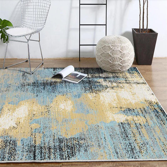 Modern Living Room Rug in Blue and Yellow Abstract Colorblock Pattern Rug Polyester Washable Area Rug Clearhalo 'Area Rug' 'Modern' 'Rugs' Rug' 1517088