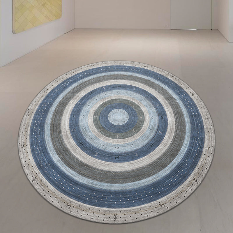 Bohemian Concentric Circle Area Rug Grey and Blue Synthetics Rug Non-Slip Backing Rug for Living Room Clearhalo 'Area Rug' 'Bohemian' 'Rugs' Rug' 1517104