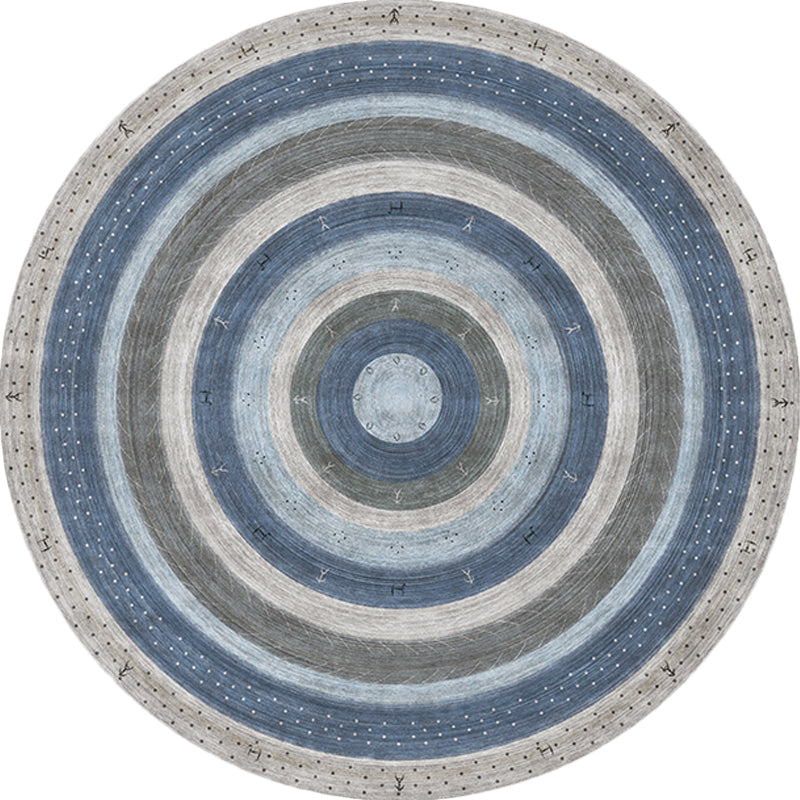 Bohemian Concentric Circle Area Rug Grey and Blue Synthetics Rug Non-Slip Backing Rug for Living Room Clearhalo 'Area Rug' 'Bohemian' 'Rugs' Rug' 1517105