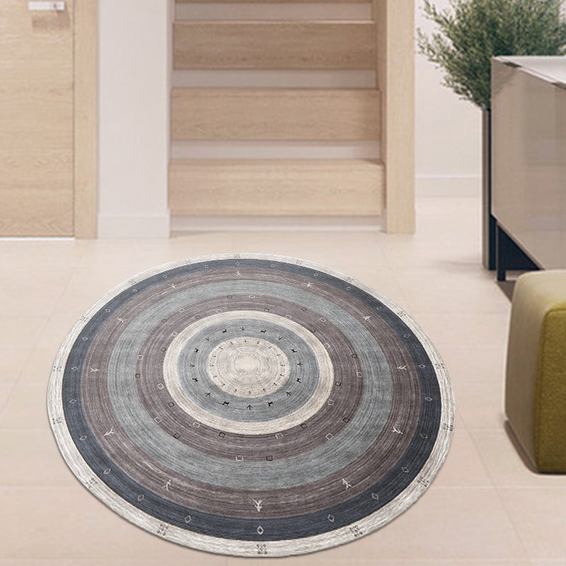 Bohemian Concentric Circle Area Rug Grey and Blue Synthetics Rug Non-Slip Backing Rug for Living Room Grey Clearhalo 'Area Rug' 'Bohemian' 'Rugs' Rug' 1517111