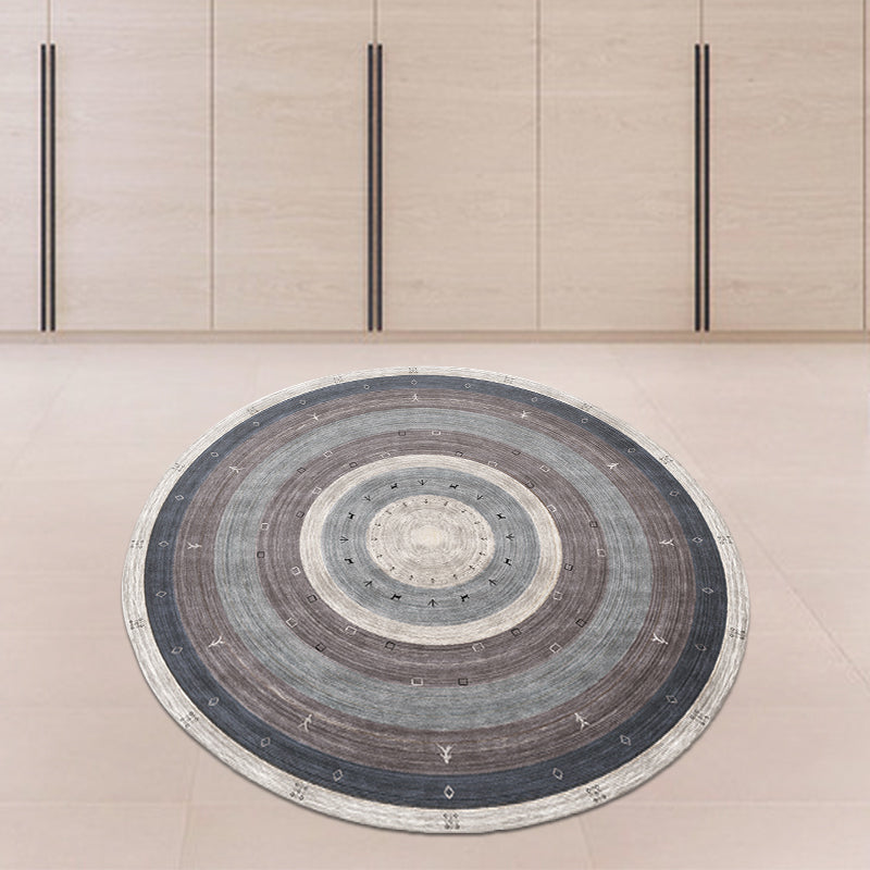Bohemian Concentric Circle Area Rug Grey and Blue Synthetics Rug Non-Slip Backing Rug for Living Room Clearhalo 'Area Rug' 'Bohemian' 'Rugs' Rug' 1517112