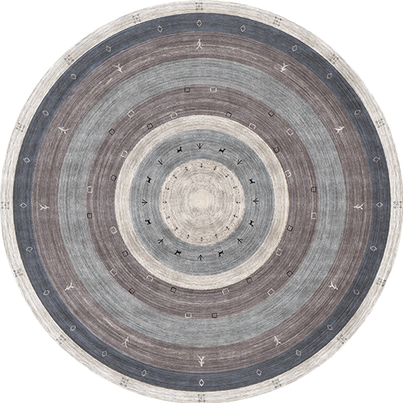 Bohemian Concentric Circle Area Rug Grey and Blue Synthetics Rug Non-Slip Backing Rug for Living Room Clearhalo 'Area Rug' 'Bohemian' 'Rugs' Rug' 1517113