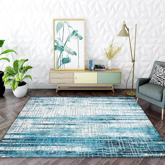 Novelty Modern Rug in Blue and White Abstract Plaid Stripe Print Area Rug Polyester Washable Carpet for Home Decoration Clearhalo 'Area Rug' 'Modern' 'Rugs' Rug' 1517128