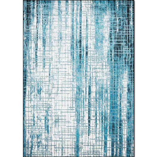 Novelty Modern Rug in Blue and White Abstract Plaid Stripe Print Area Rug Polyester Washable Carpet for Home Decoration Clearhalo 'Area Rug' 'Modern' 'Rugs' Rug' 1517129