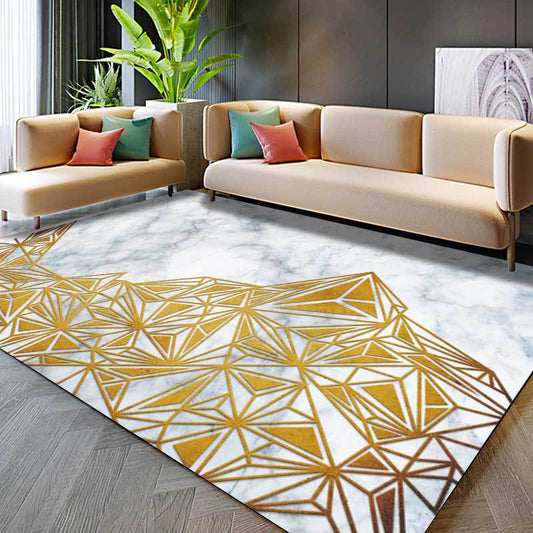 Novelty Modern Rug in Ivory Abstract Marble Triangle Print Area Rug Polyester Washable Carpet for Home Decoration Gold Clearhalo 'Area Rug' 'Modern' 'Rugs' Rug' 1517159
