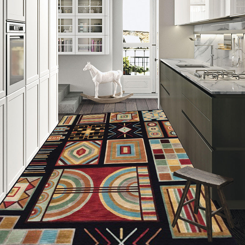 Oriental Geometry Diamond Pattern Rug in Black Moroccan Rug Polyester Non-Slip Backing Area Rug for Bedroom Clearhalo 'Area Rug' 'Moroccan' 'Rugs' Rug' 1517181