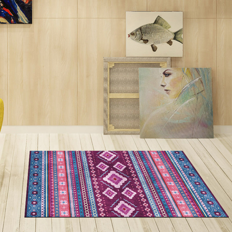 Boho-Chic Floral Chain Cross Rug in Blue Bohemian Carpet Polyester Washable Carpet for Bedroom Clearhalo 'Area Rug' 'Bohemian' 'Rugs' Rug' 1517196