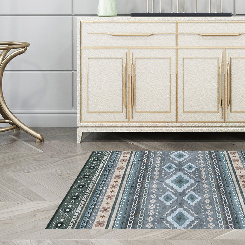 Boho-Chic Floral Chain Cross Rug in Blue Bohemian Carpet Polyester Washable Carpet for Bedroom Clearhalo 'Area Rug' 'Bohemian' 'Rugs' Rug' 1517203