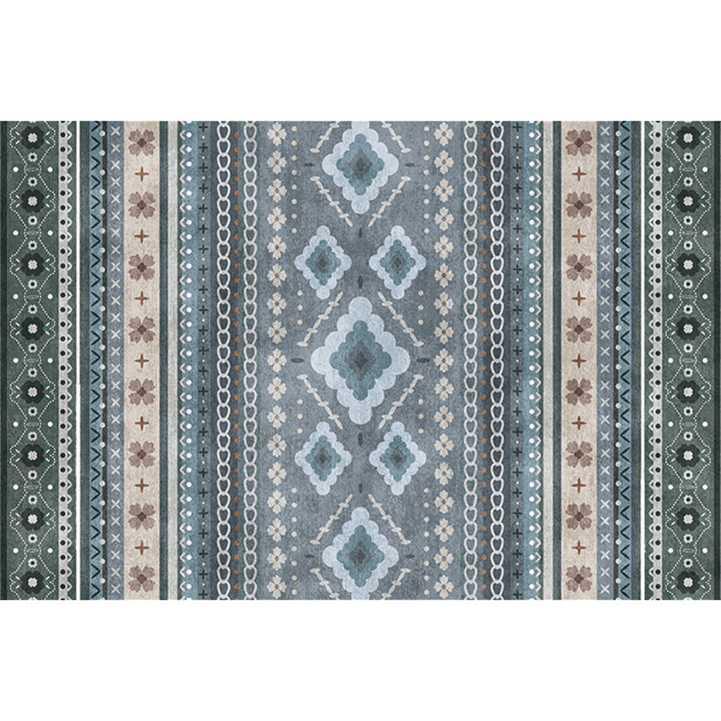 Boho-Chic Floral Chain Cross Rug in Blue Bohemian Carpet Polyester Washable Carpet for Bedroom Clearhalo 'Area Rug' 'Bohemian' 'Rugs' Rug' 1517204