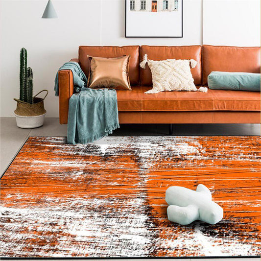 Scandinavian Modern Rug in Orange Abstract Stripe Print Area Rug Polyester Washable Carpet for Living Room Clearhalo 'Area Rug' 'Modern' 'Rugs' Rug' 1517215