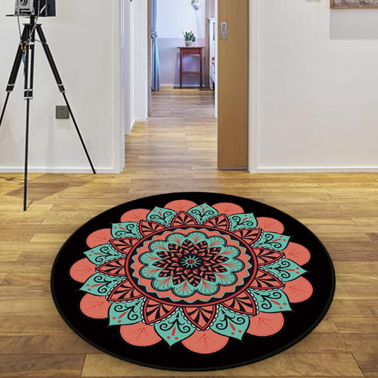 Pink and Black Southwestern Rug Polyester Tribal Floral Rug Washable Carpet for Living Room Clearhalo 'Area Rug' 'Rugs' 'Southwestern' Rug' 1517277